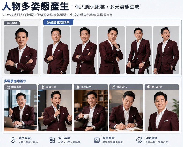 人物多姿態生成示意